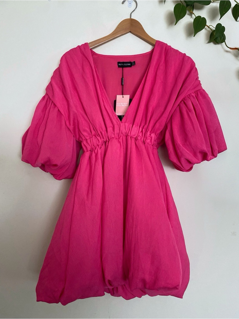 Stunning Hot Pink Dress with Puffy Sleeves
